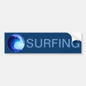 blauwe golf met coole surf stijl bumpersticker (Voorkant)