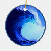blauwe golf met coole surf stijl keramisch ornament (Voorkant)