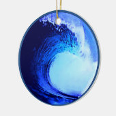 blauwe golf met coole surf stijl keramisch ornament (Links)