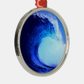 blauwe golf met coole surf stijl metalen ornament (Rechts)