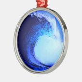 blauwe golf met coole surf stijl metalen ornament (Links)