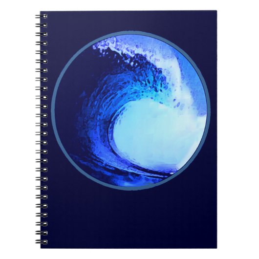 blauwe golf met coole surf stijl notitieboek (Voorkant)