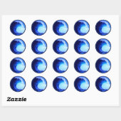 blauwe golf met coole surf stijl ronde sticker (Vel)