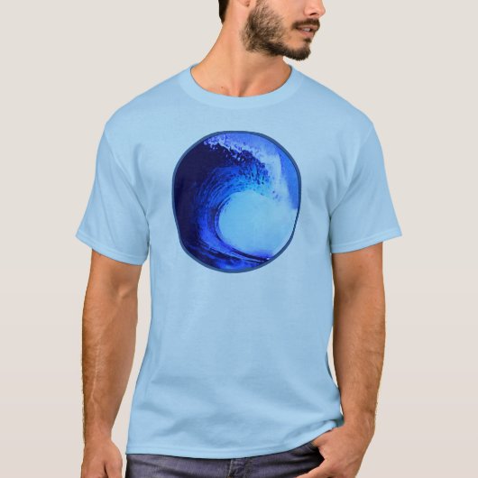 blauwe golf met coole surf stijl t-shirt (Voorkant)