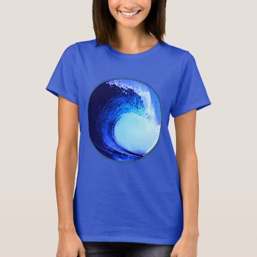 blauwe golf met coole surf stijl t-shirt (Voorkant)