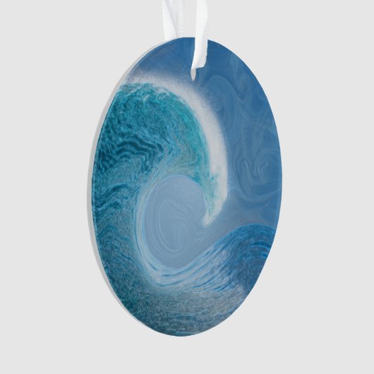 Blauwe golf met rimpelingen van verandering ornament (voorkant)