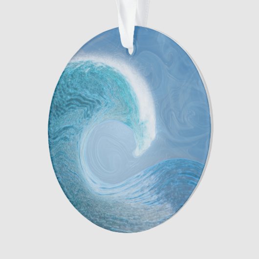 Blauwe golf met rimpelingen van verandering ornament (voorkant)