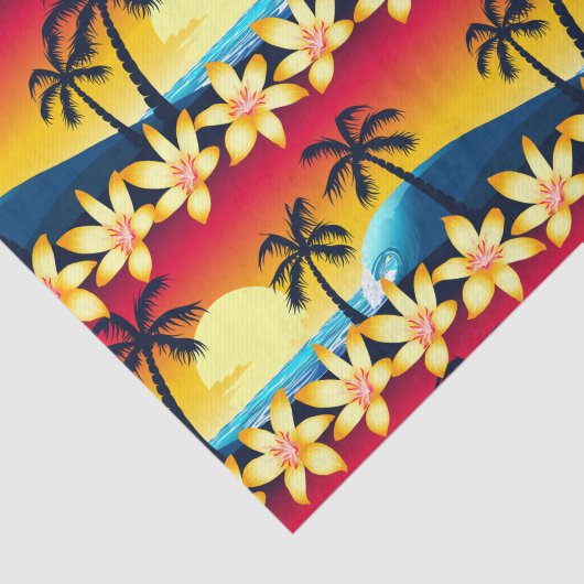 Blauwe golf op zonsopgang tissuepapier (Detail)