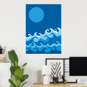 blauwe golf poster (Thuiskantoor)