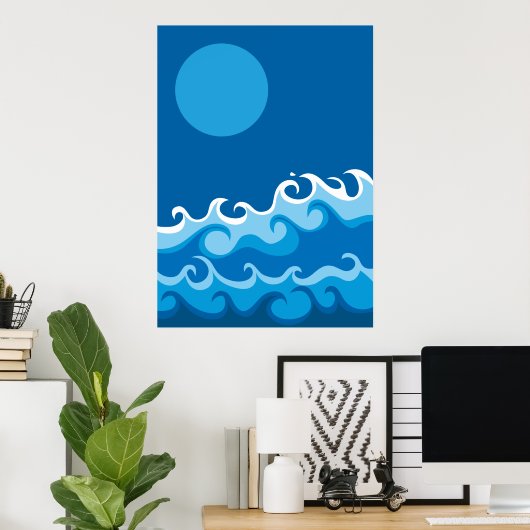 blauwe golf poster (Thuiskantoor)