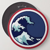 Blauwe golf ronde button 6,0 cm (Voorkant /achterkant)
