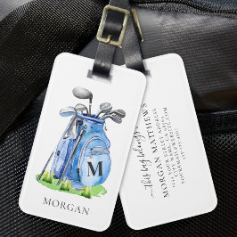 Blauwe Golf Tas Monogram Bagagelabel