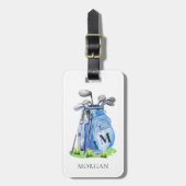 Blauwe Golf Tas Monogram Bagagelabel (Voorkant verticaal)