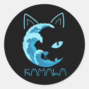 Blauwe golf van kat dames kamala kat typografie al ronde sticker