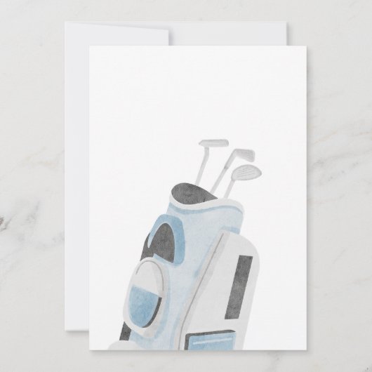 Blauwe golf verjaardagsparty uitnodiging (Achterkant)