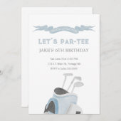 Blauwe golf verjaardagsparty uitnodiging (Voorkant / Achterkant)