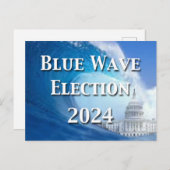 Blauwe golf verkiezingen 2024 briefkaart (Voorkant / Achterkant)