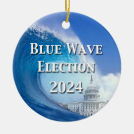 Blauwe golf verkiezingen 2024 keramisch ornament