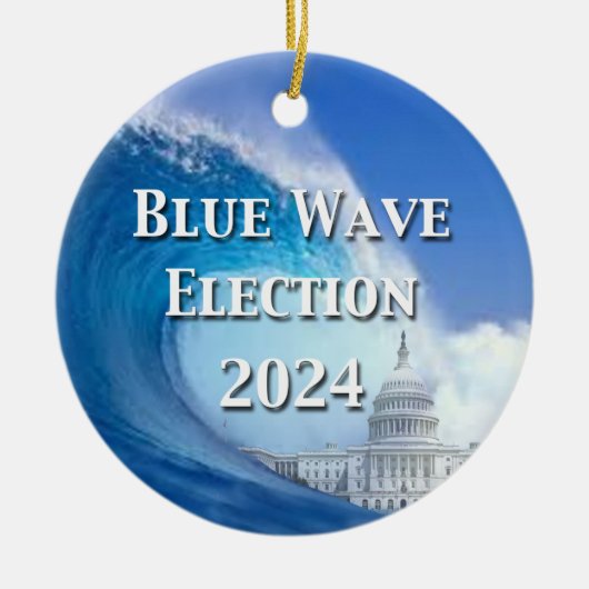 Blauwe golf verkiezingen 2024 keramisch ornament (Voorkant)