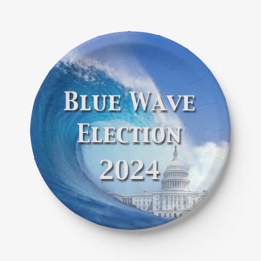 Blauwe golf verkiezingen 2024 papieren bordje (Voorkant)