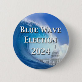 Blauwe golf verkiezingen 2024 ronde button 5,7 cm