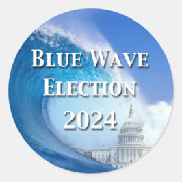 Blauwe golf verkiezingen 2024 ronde sticker
