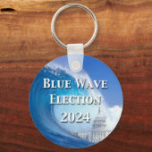 Blauwe golf verkiezingen 2024 sleutelhanger (Voorkant)