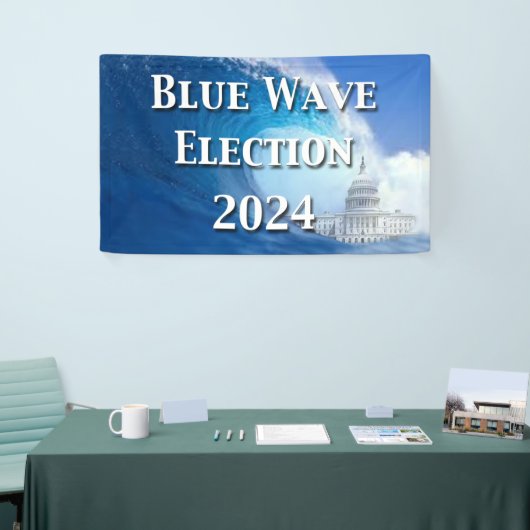 Blauwe golf verkiezingen 2024 spandoek (Beurs)