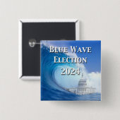 Blauwe golf verkiezingen 2024 vierkante button 5,1 cm (Voorkant /achterkant)