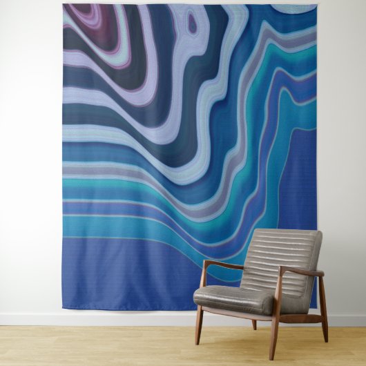 Blauwe Golf Wandkleed (In situ)