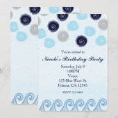 Blauwe Golf Waterverf Kunst Strand Zomer Uitnodigi Kaart (Voorkant / Achterkant)