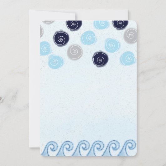 Blauwe Golf Waterverf Kunst Strand Zomer Uitnodigi Kaart (Achterkant)