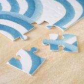 Blauwe golf waterverf, naadloos schilderen. legpuzzel (Zijkant)