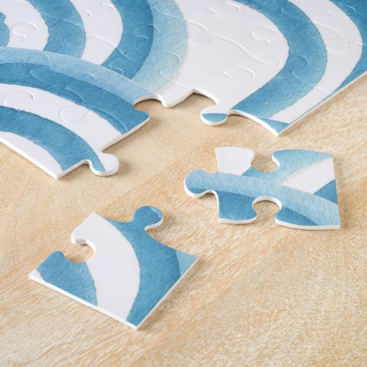 Blauwe golf waterverf, naadloos schilderen. legpuzzel (Zijkant)