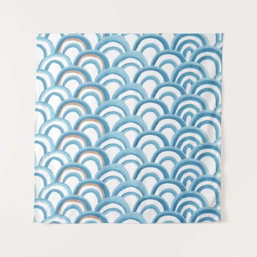 Blauwe golf waterverf, naadloos schilderen. wandkleed (Voorkant)