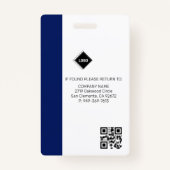 Blauwe golf | Werknemersfoto ID Bedrijfsbeveiligin Badge (Achterkant)