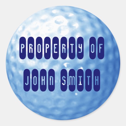 Blauwe Golfbal Eigendom van Naam Stickers (Voorkant)