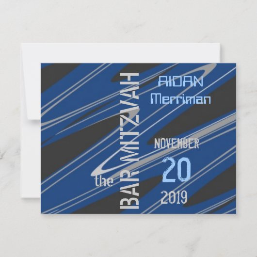 Blauwe golfbalk Mitzvah Kaart (Voorkant)