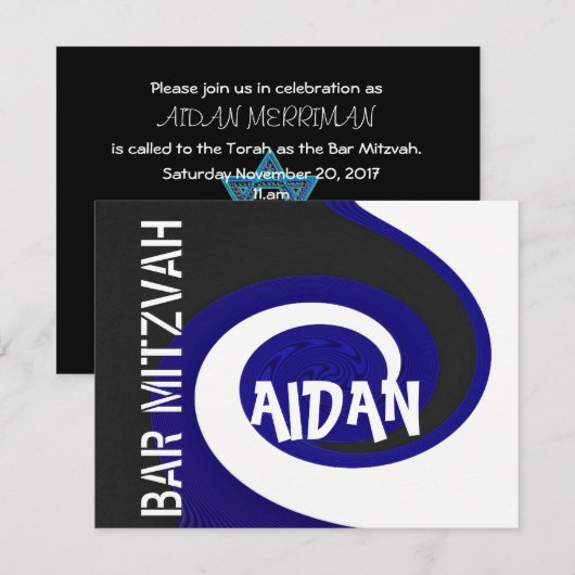 Blauwe golfbalk Mitzvah Kaart (Voorkant / Achterkant)