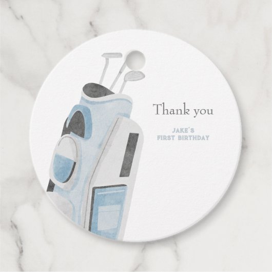Blauwe golfclub dank u cadeau label (Voorkant)