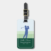 Blauwe Golfer Man / Groene Golfclub Bagagelabel (Voorkant verticaal)