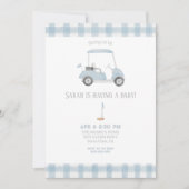 Blauwe Golfkar baby shower Uitnodiging (Voorkant)