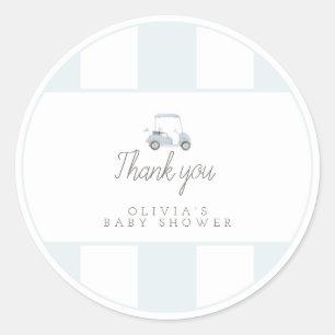 Blauwe golfkar cadeau sticker