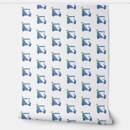 Blauwe Golfkar / Preppy Golf Patroon / Golfliefheb Behang