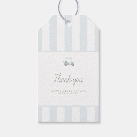 Blauwe golfkar rechthoek favoriet tag cadeaulabel (Voorkant)