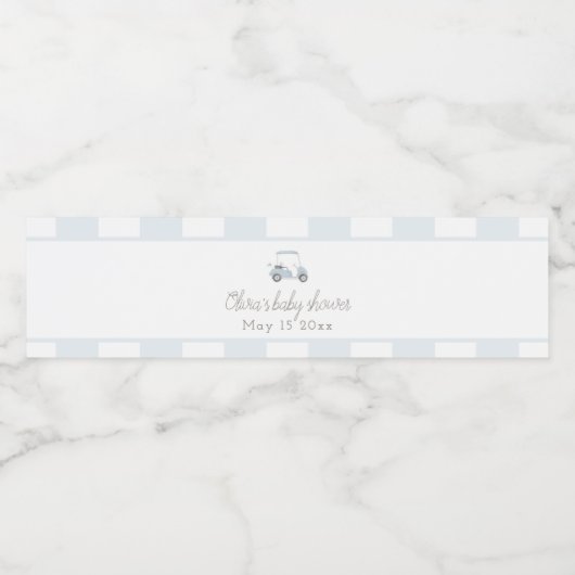 Blauwe golfkar waterfles etiket (Enkel label)