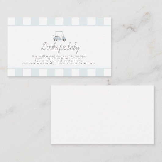 Blauwe golfkarretjes voor baby informatiekaartje (Voorkant / Achterkant)