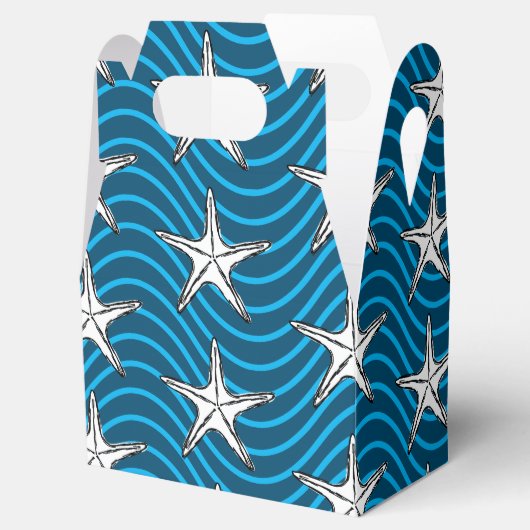 Blauwe golflengte van Starfish Sketch Bedankdoosjes (Geopend)