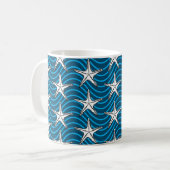 Blauwe golflengte van Starfish Sketch Koffiemok (Voorkant links)