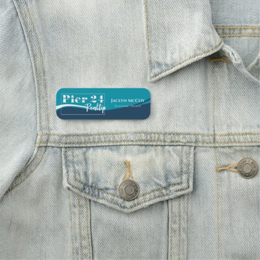 Blauwe golfnaam naamplaatje (In situ)